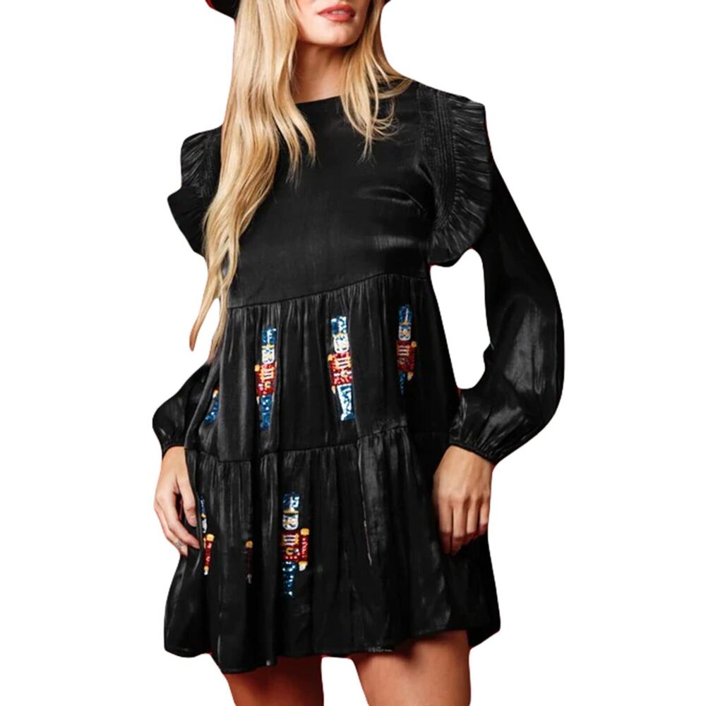 6843 Christmas Sequin Skirt Nutcracker Sweatshirt T-Shirt Dress Holiday